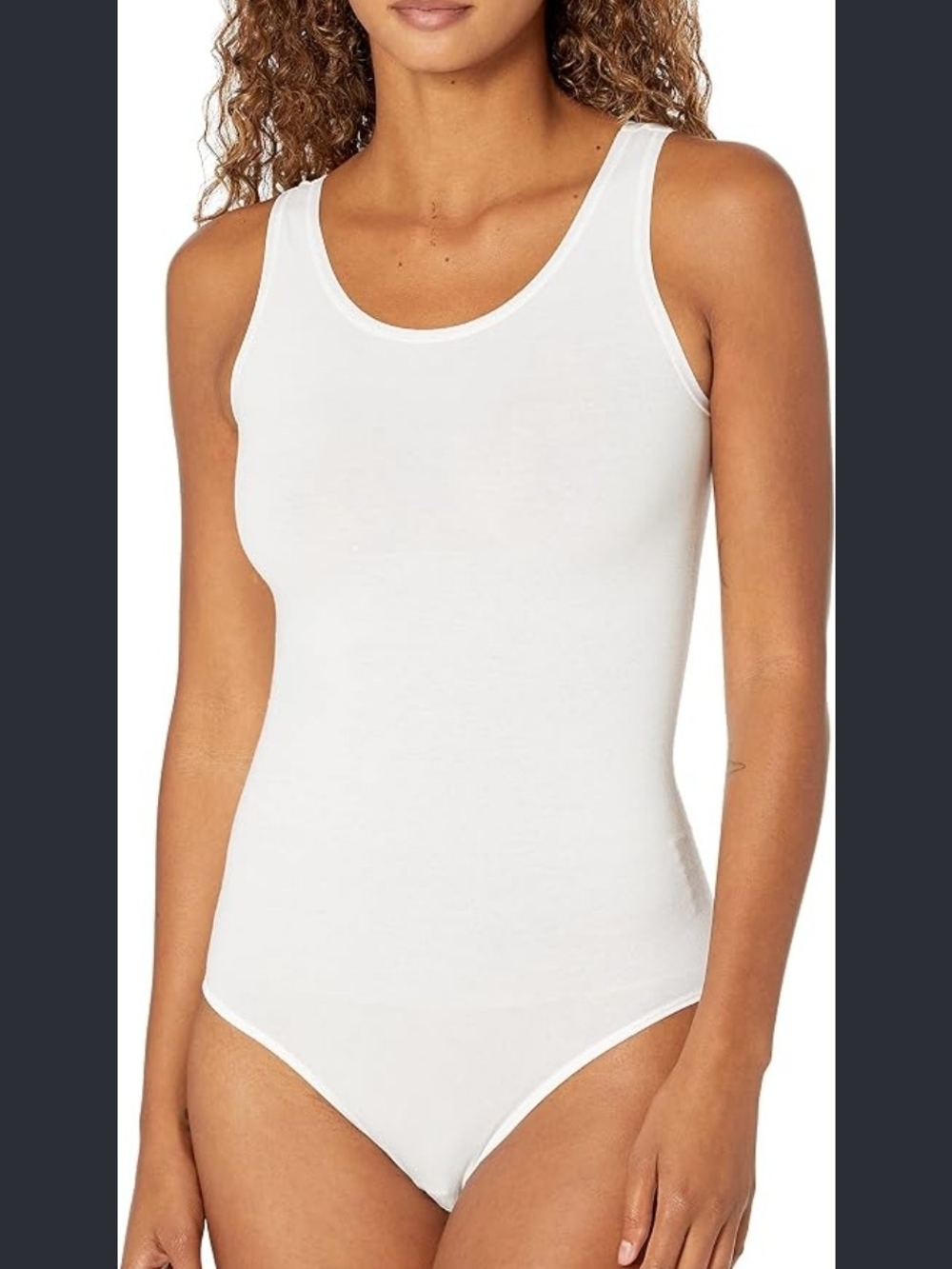 Women's White Scoop Neck Tank Bodysuit